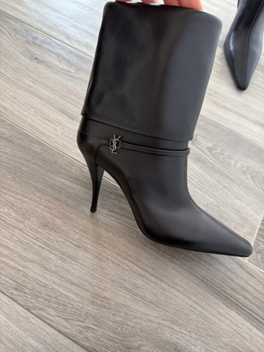 Saint Laurent Black Leather Niki 90 Heeled Boots size 39 - Picture 4 of 4